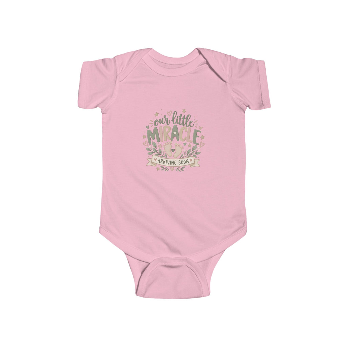 Our Little Miracle Arriving Soon Baby Bodysuit