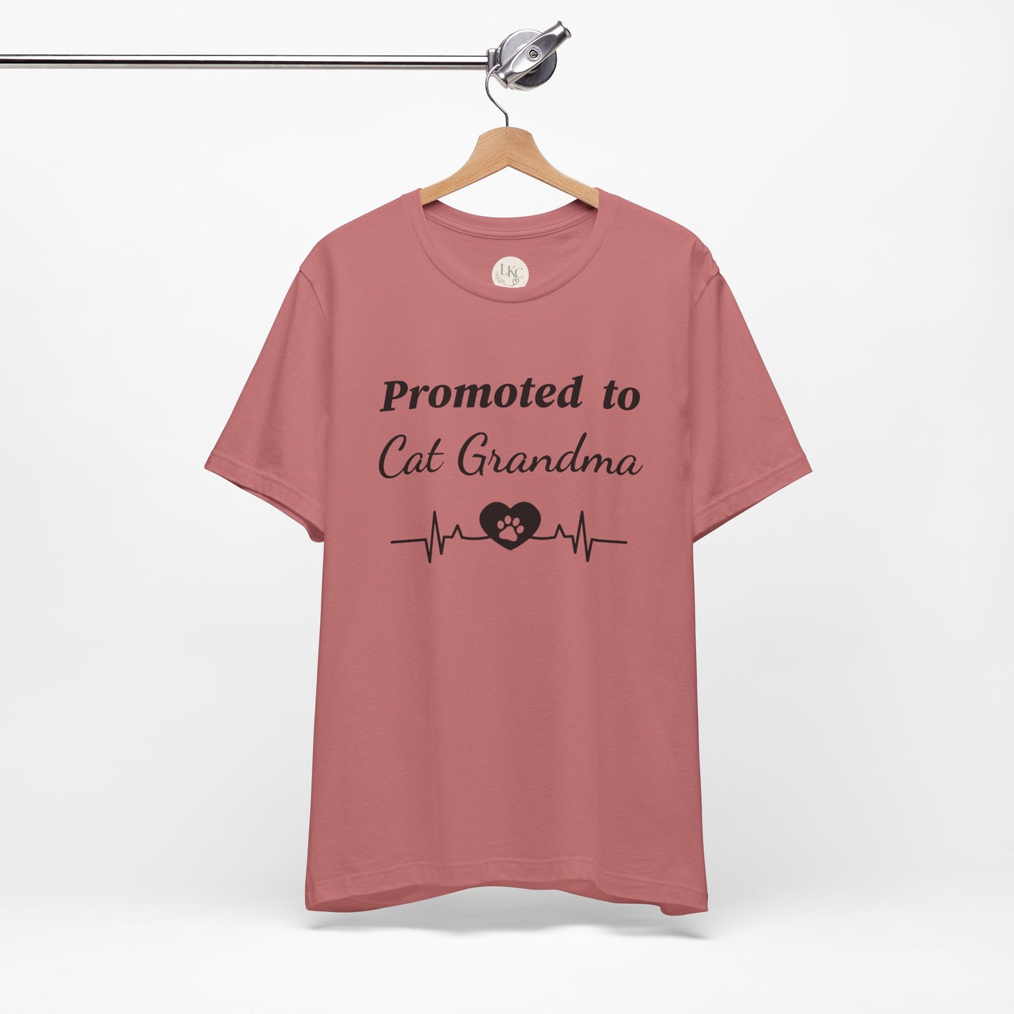 Promoted to Cat Grandma T-Shirt — Funny Cat Grandma Tee with Heartbeat Paw Design