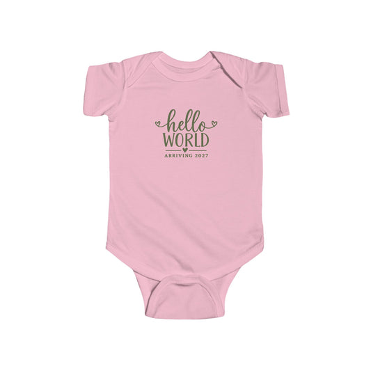 Hello World Arriving 2027 Baby Bodysuit