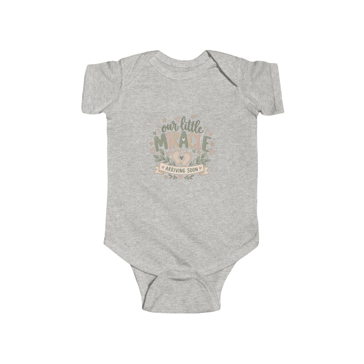 Our Little Miracle Arriving Soon Baby Bodysuit