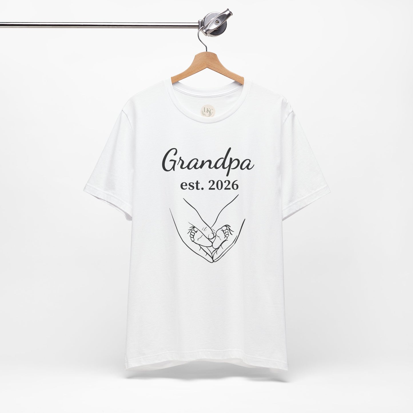 Grandpa Est. 2026 T‑Shirt — New Grandpa Heart Hands Graphic Tee