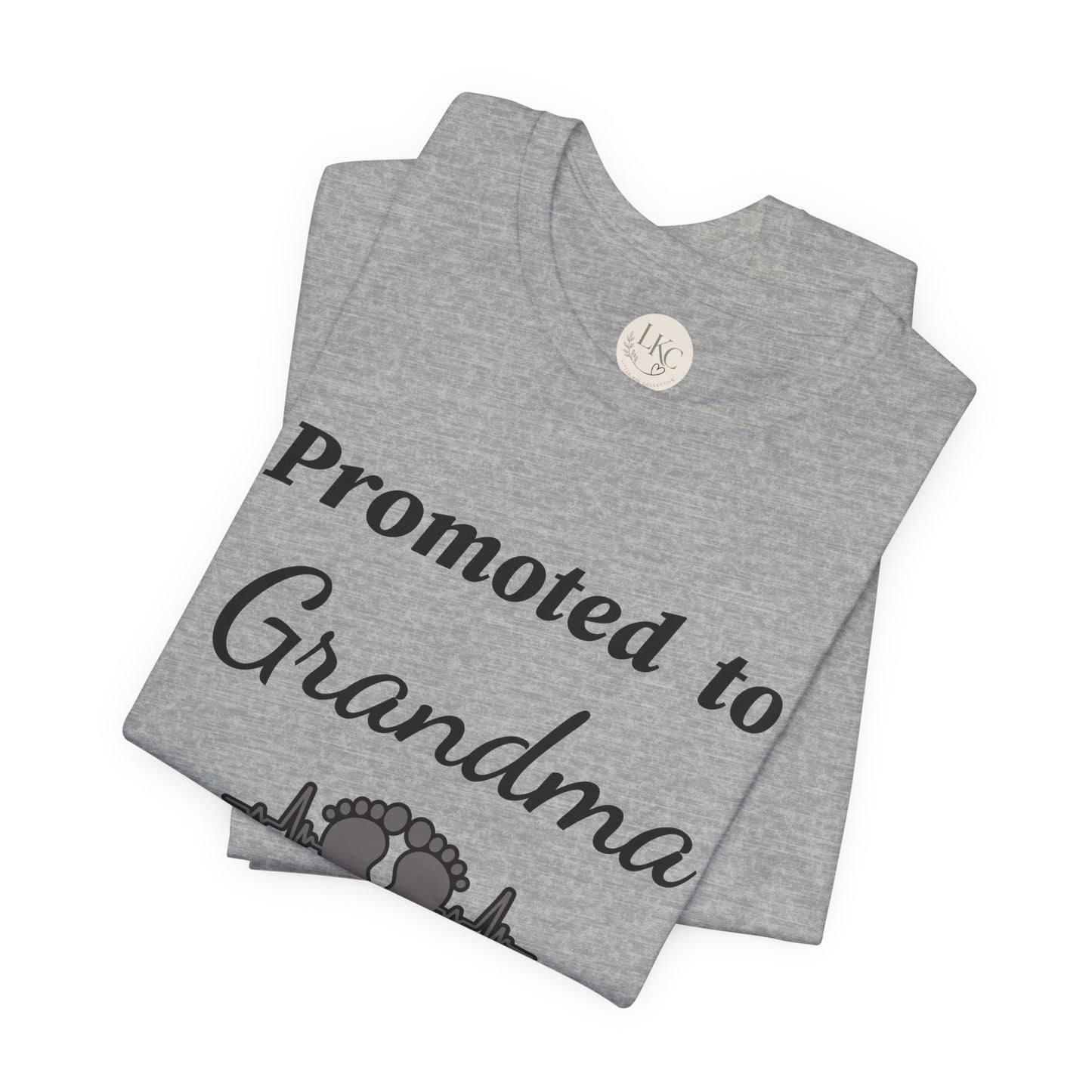 Promoted to Grandma T-Shirt — New Grandma Announcement Tee with Baby Feet Design