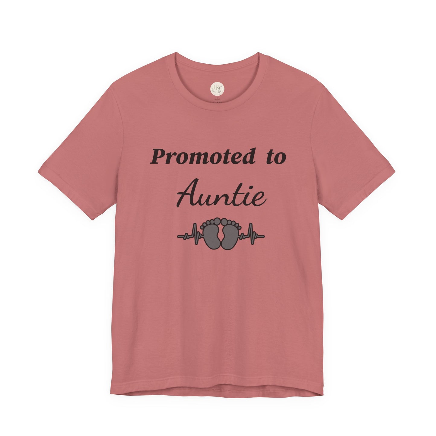 Promoted to Auntie T-Shirt — New Aunt Announcement Tee with Baby Feet Design