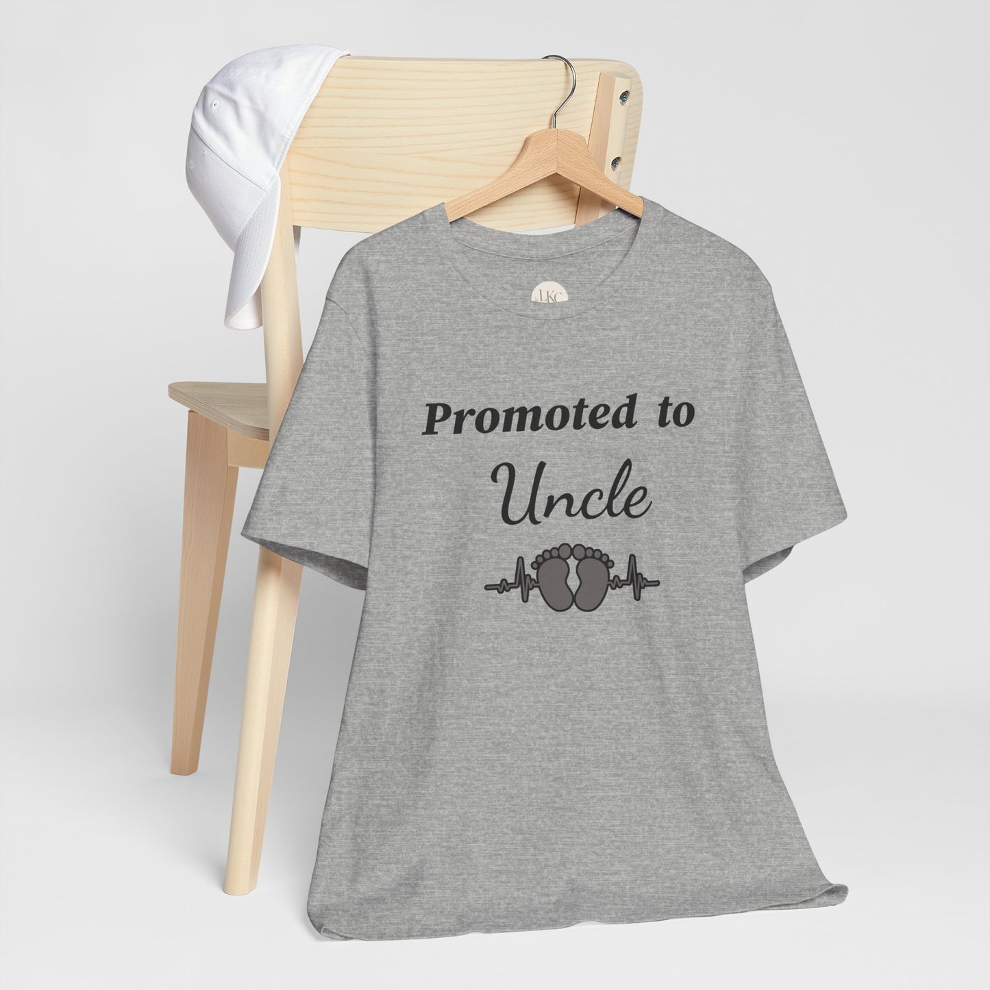 Promoted to Uncle Tee — New Baby Announcement T-Shirt with Baby Feet Design