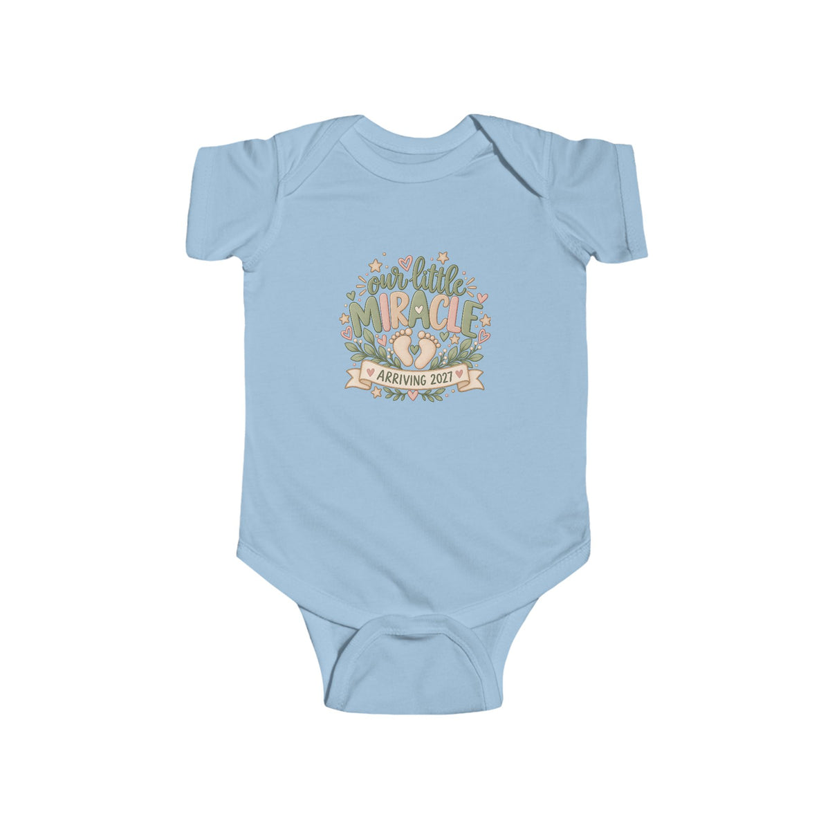 Our Little Miracle Arriving 2027 Baby Bodysuit