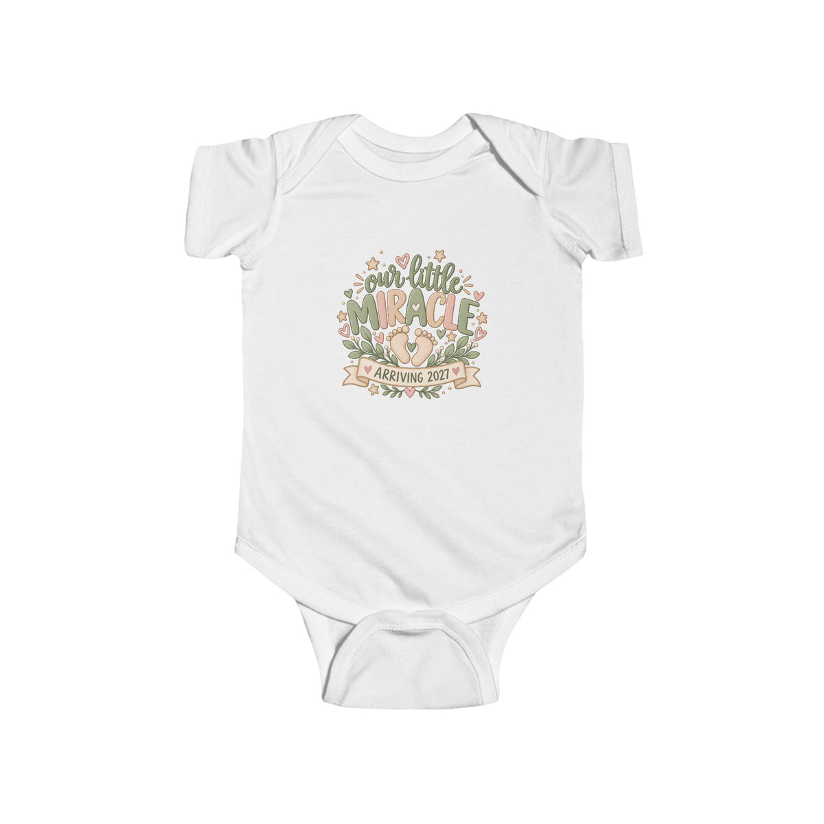 Our Little Miracle Arriving 2027 Baby Bodysuit
