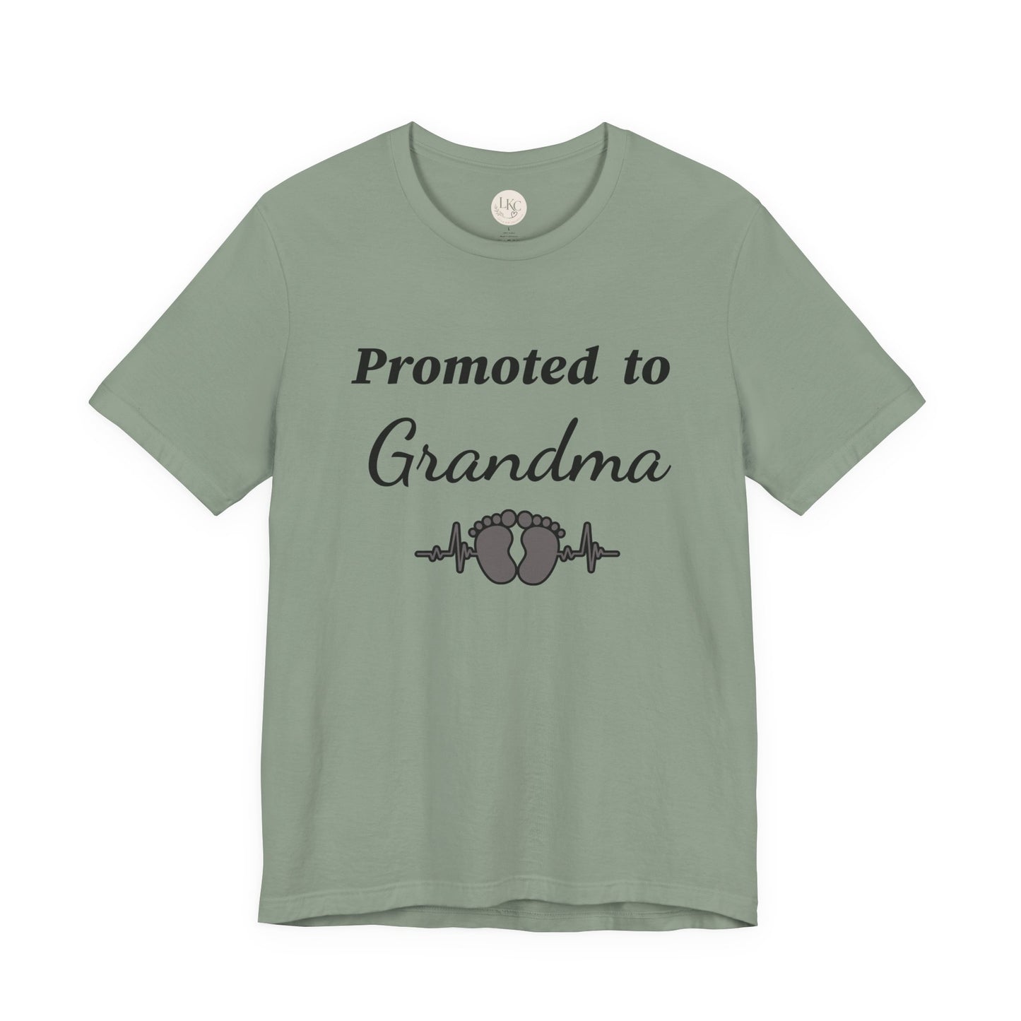 Promoted to Grandma T-Shirt — New Grandma Announcement Tee with Baby Feet Design