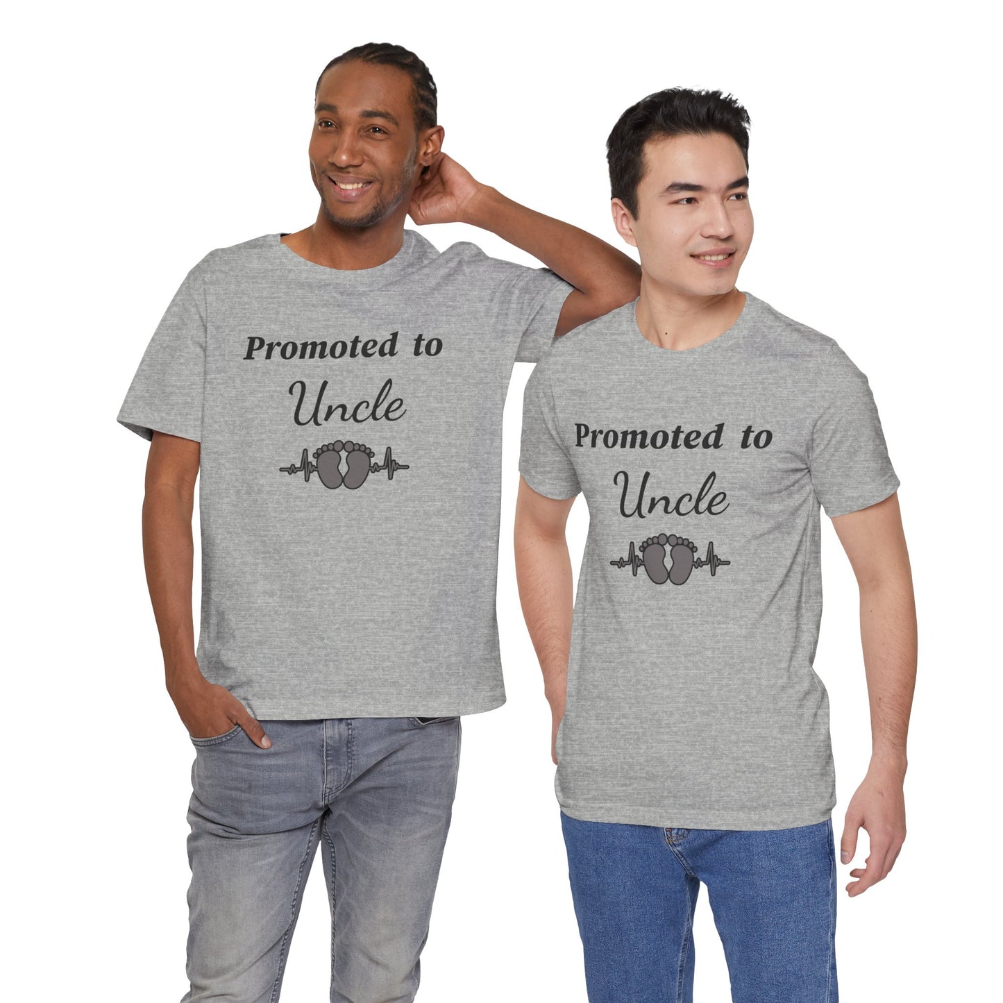 Promoted to Uncle Tee — New Baby Announcement T-Shirt with Baby Feet Design