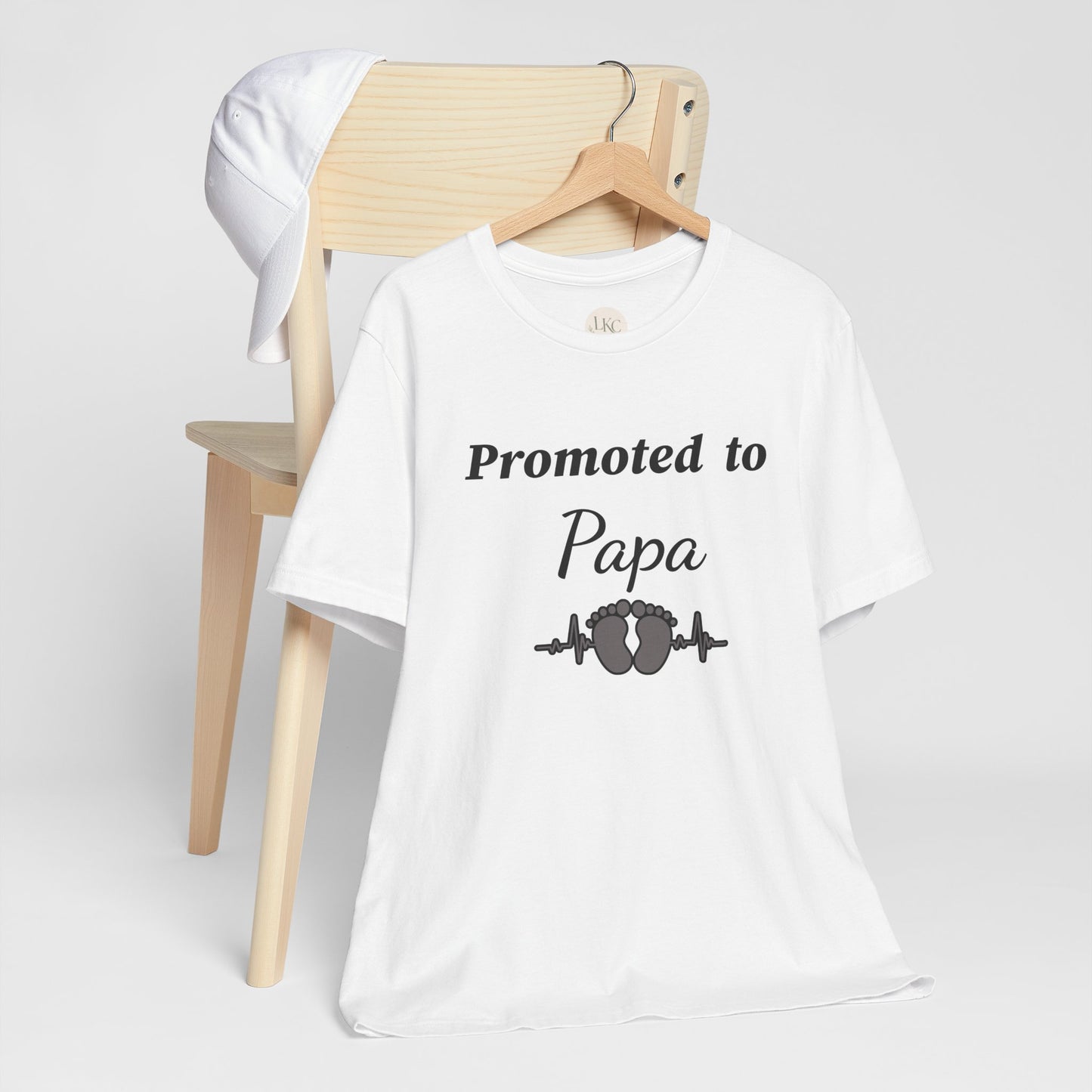 Promoted to Papa Tee — New Grandpa Announcement T‑Shirt with Baby Feet Design