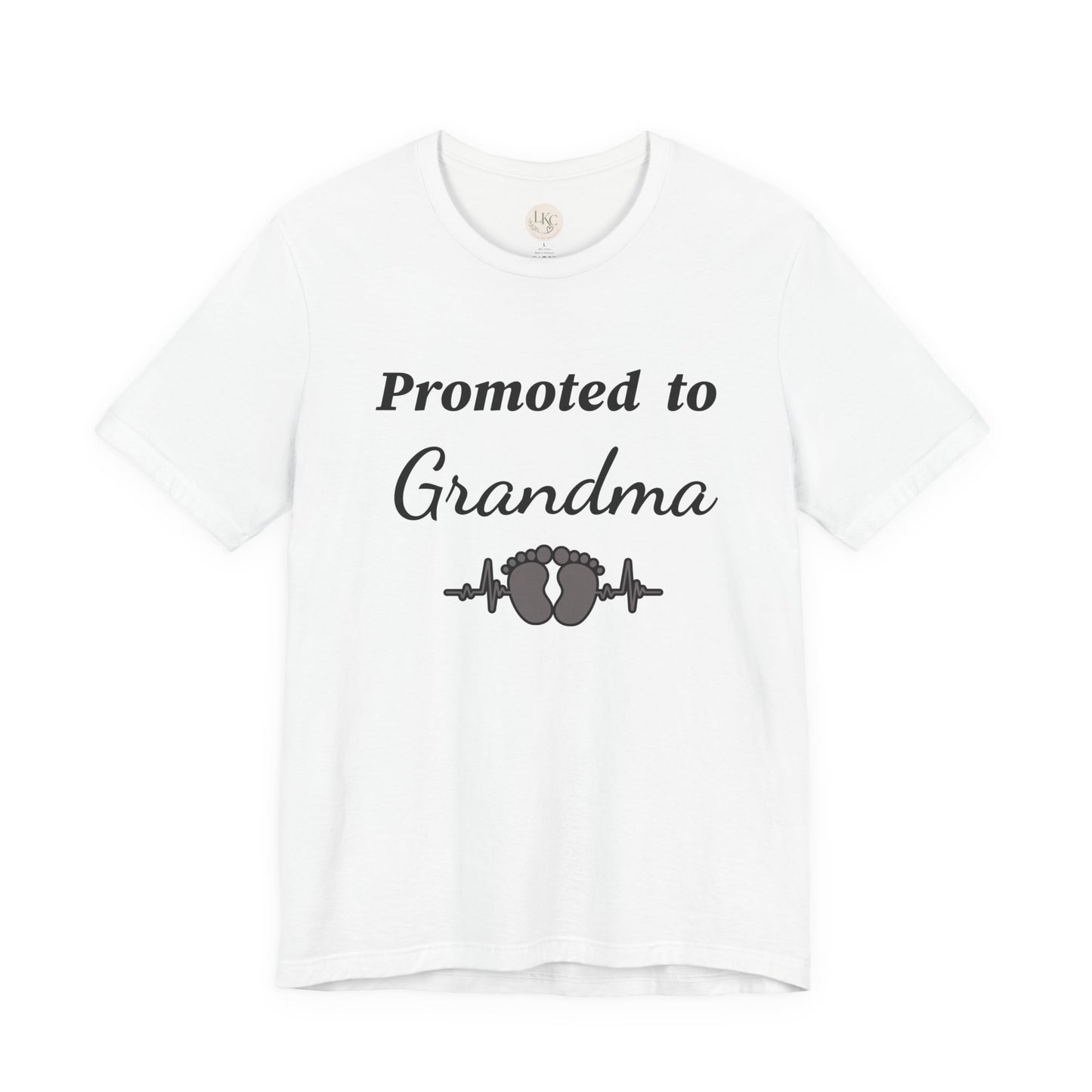 Promoted to Grandma T-Shirt — New Grandma Announcement Tee with Baby Feet Design