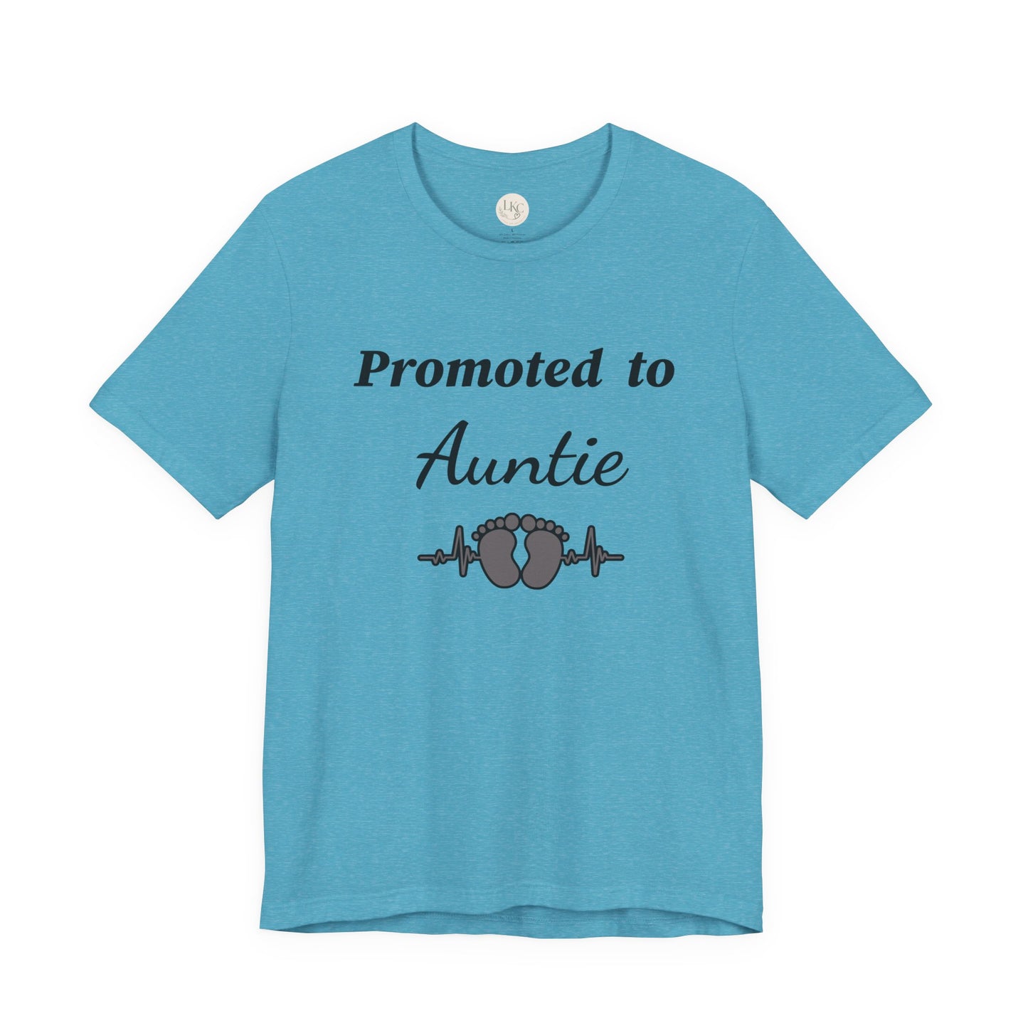 Promoted to Auntie T-Shirt — New Aunt Announcement Tee with Baby Feet Design