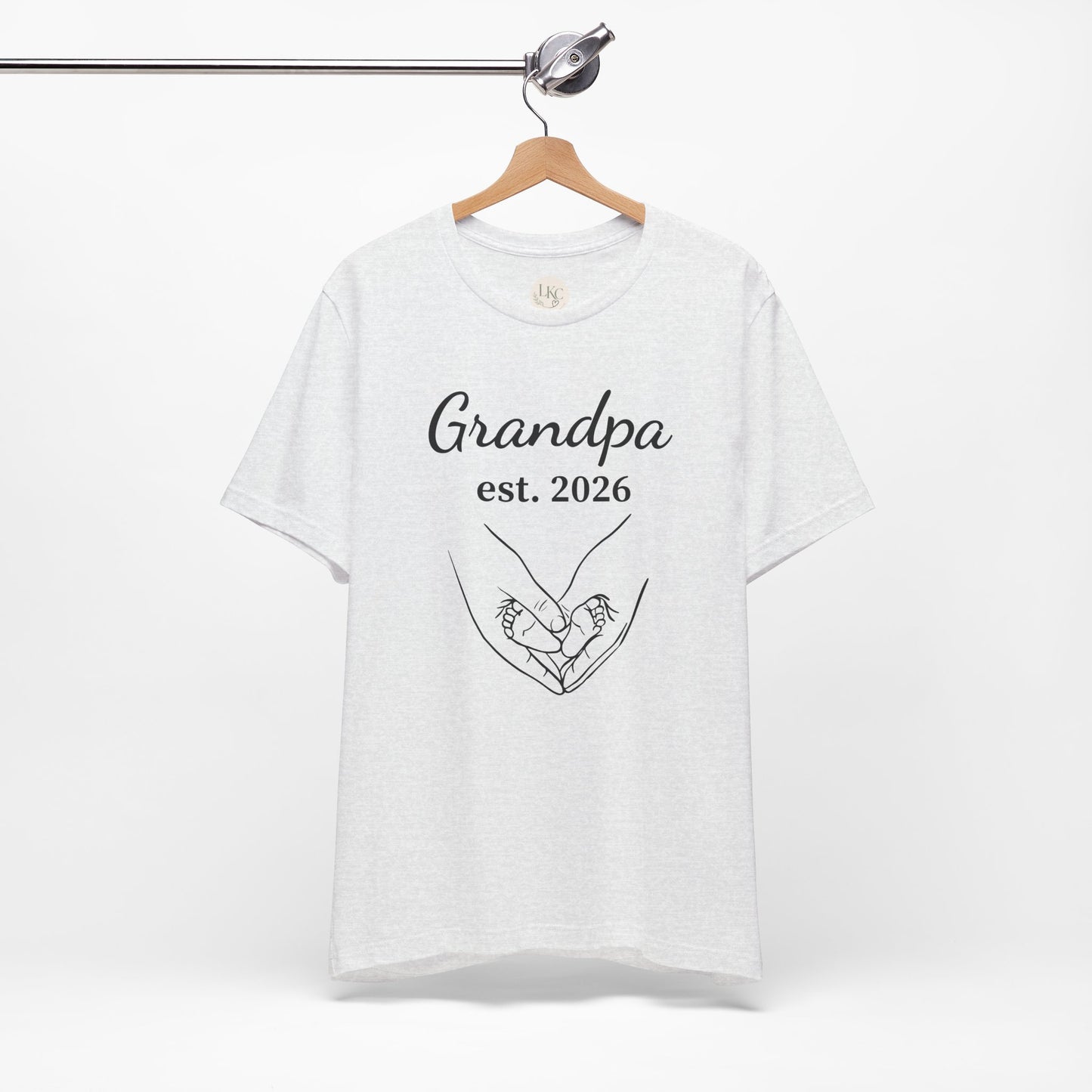 Grandpa Est. 2026 T‑Shirt — New Grandpa Heart Hands Graphic Tee