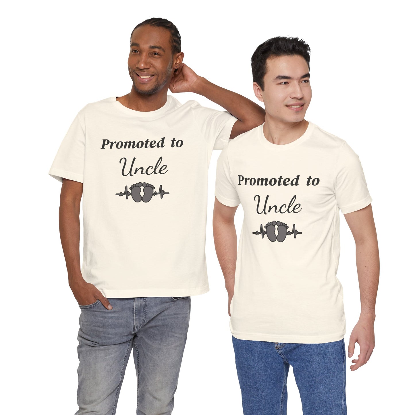 Promoted to Uncle Tee — New Baby Announcement T-Shirt with Baby Feet Design