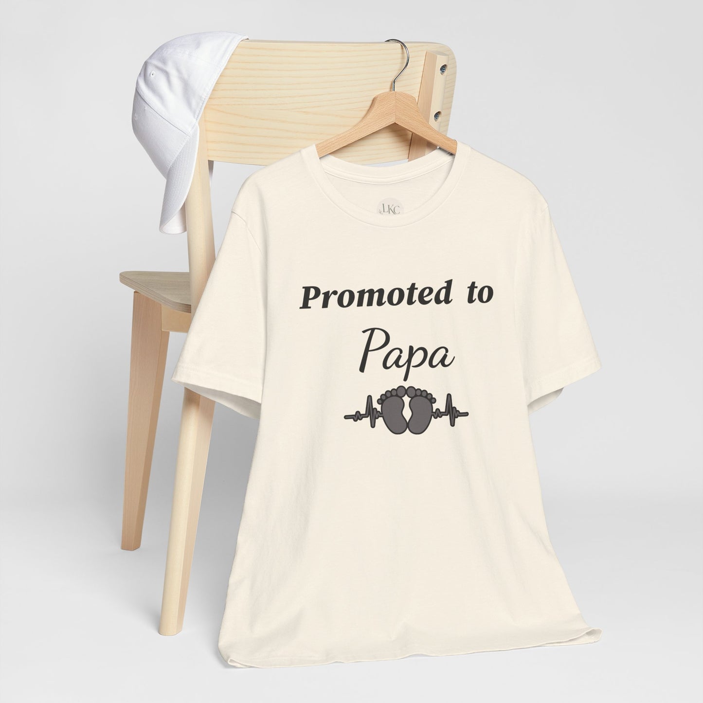 Promoted to Papa Tee — New Grandpa Announcement T‑Shirt with Baby Feet Design