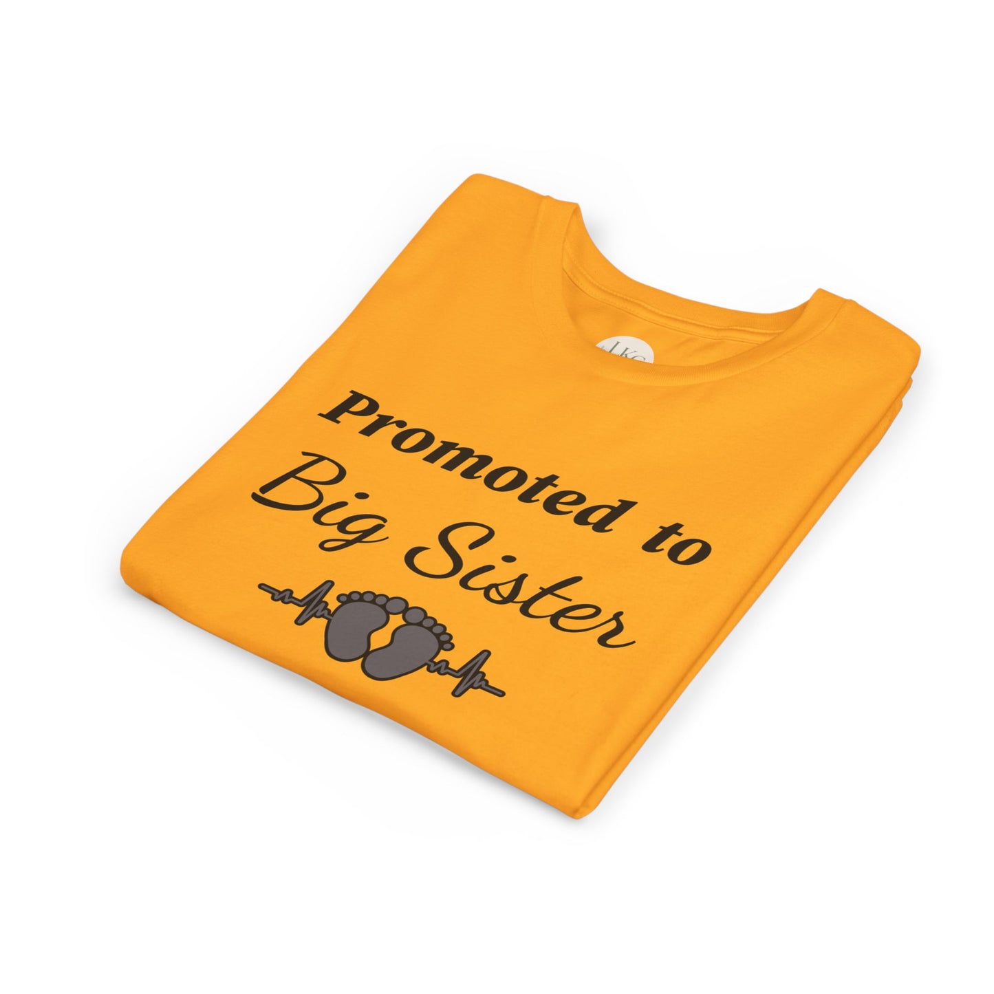 Promoted to Big Sister Youth Tee - Cute Announcement Shirt with Baby Footprint Design