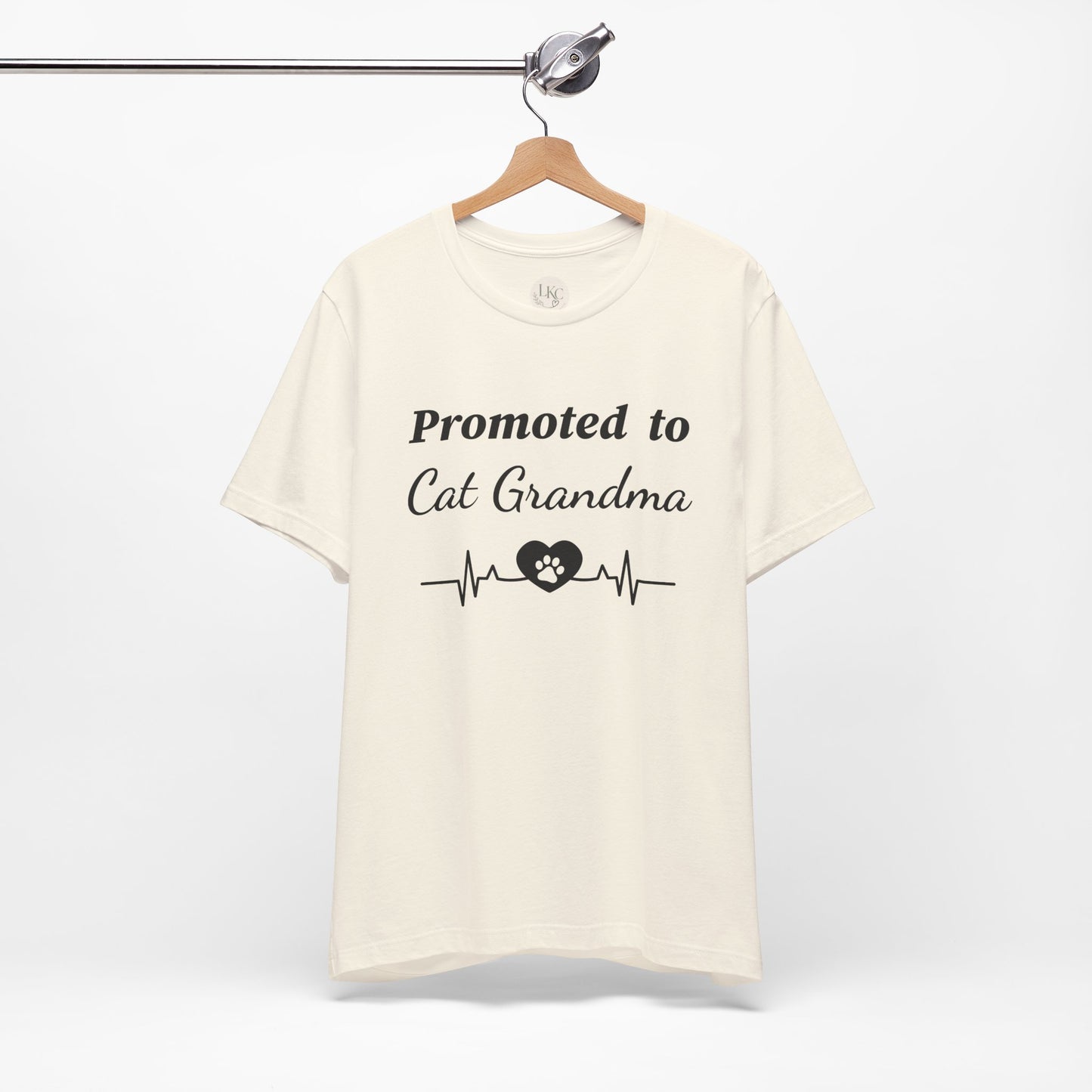 Promoted to Cat Grandma T-Shirt — Funny Cat Grandma Tee with Heartbeat Paw Design