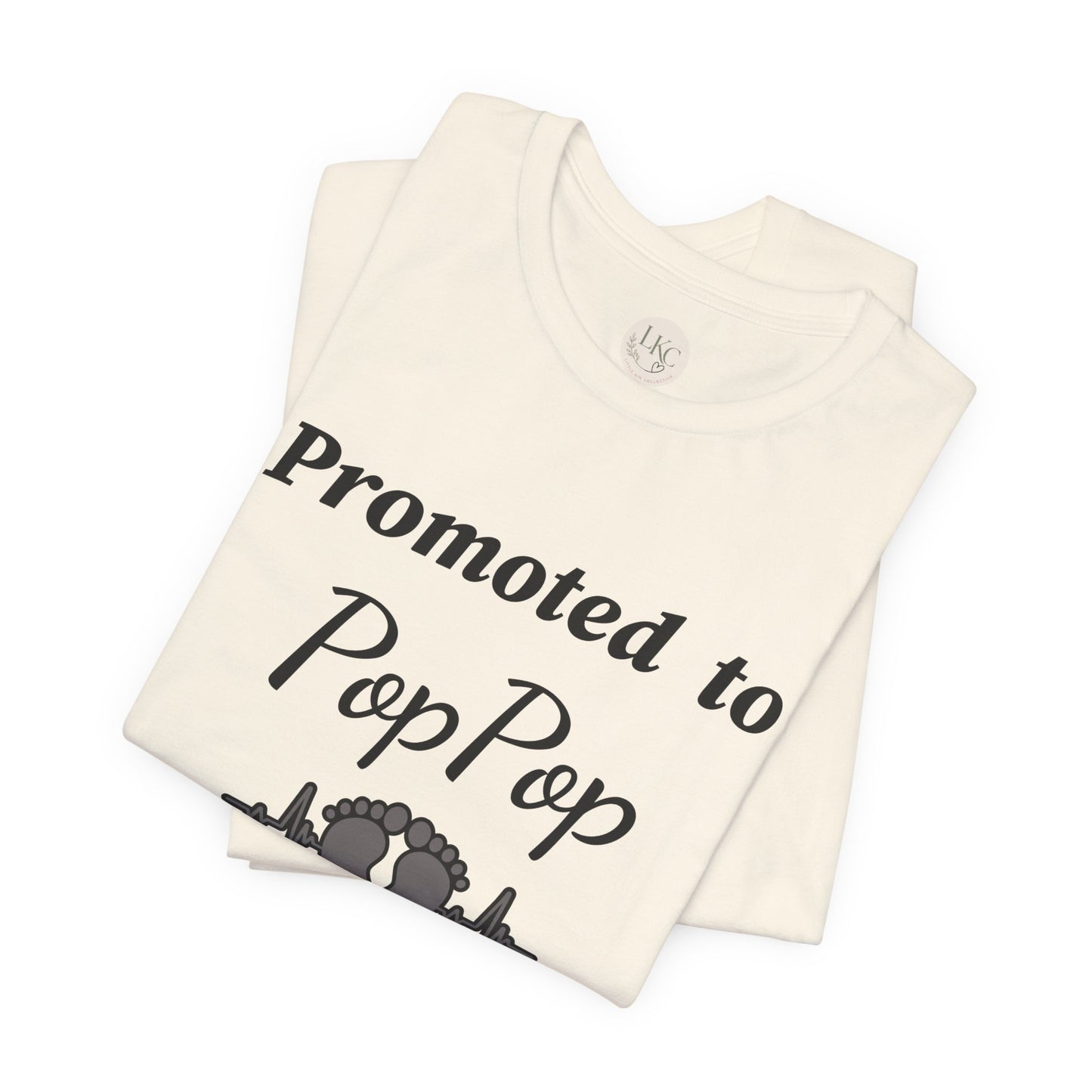 Promoted to PopPop T-Shirt — New Grandpa Announcement Tee with Baby Feet Design