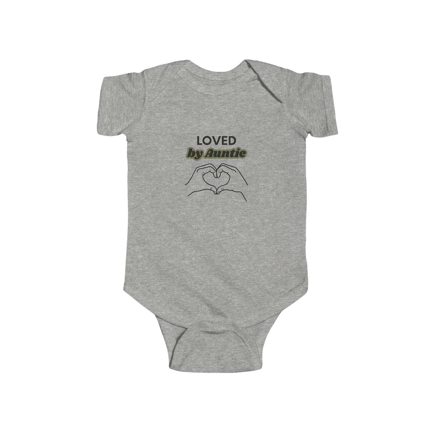 Baby Bodysuit — "Loved by Auntie" Heart Hands Infant Onesie
