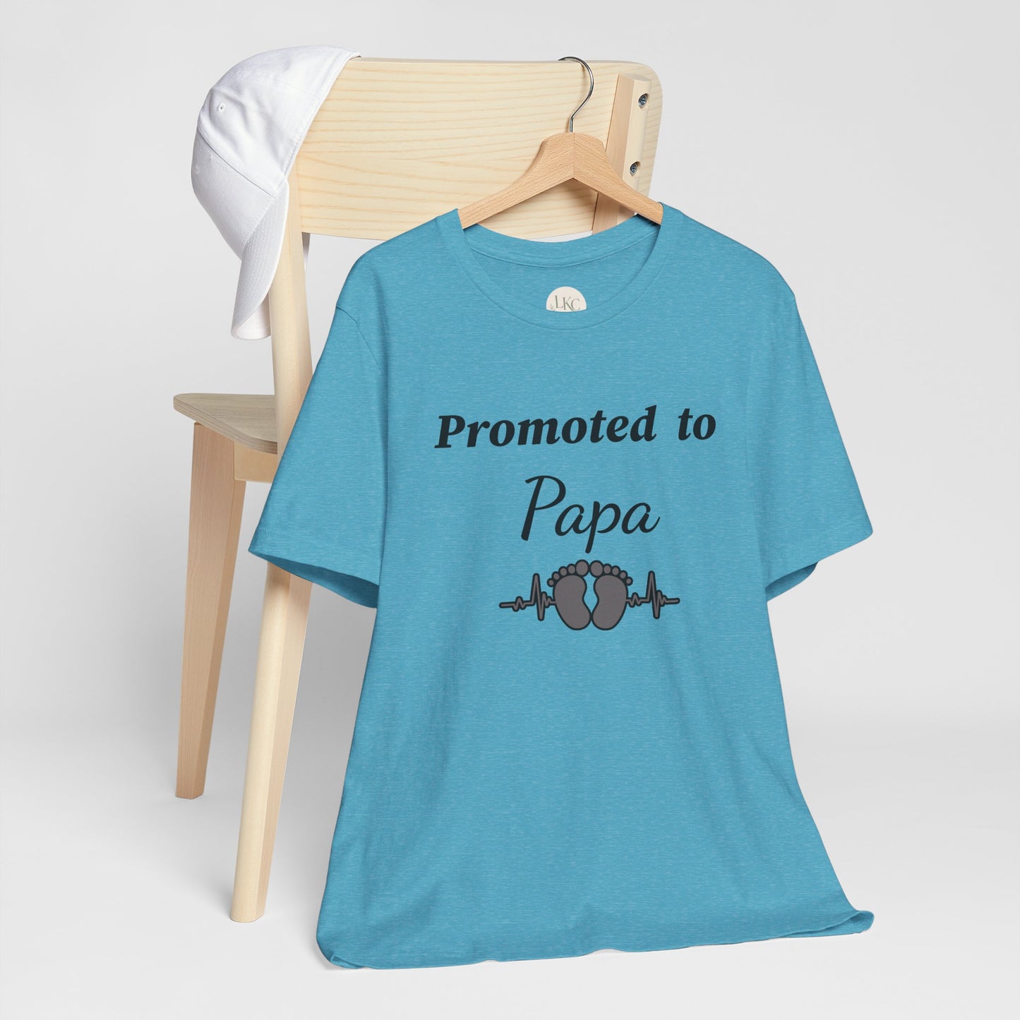 Promoted to Papa Tee — New Grandpa Announcement T‑Shirt with Baby Feet Design
