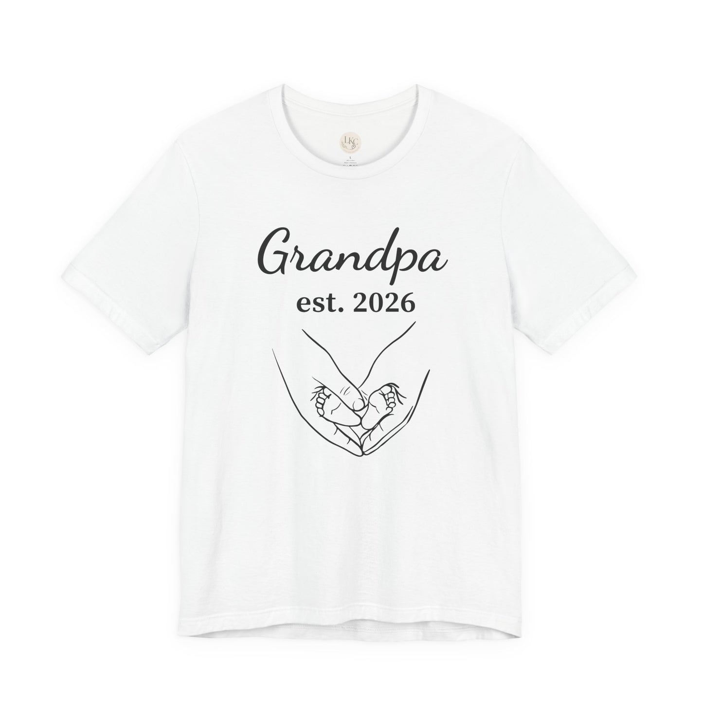 Grandpa Est. 2026 T‑Shirt — New Grandpa Heart Hands Graphic Tee